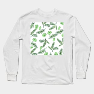 Green Flowers Long Sleeve T-Shirt